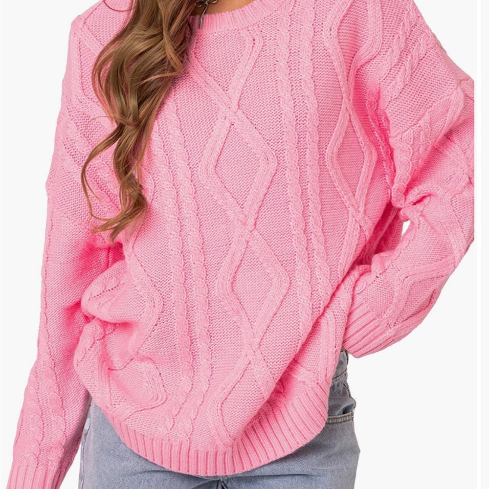 EDIKTED Hot Pink Cable Knit Sweater NEW WITH TAGS